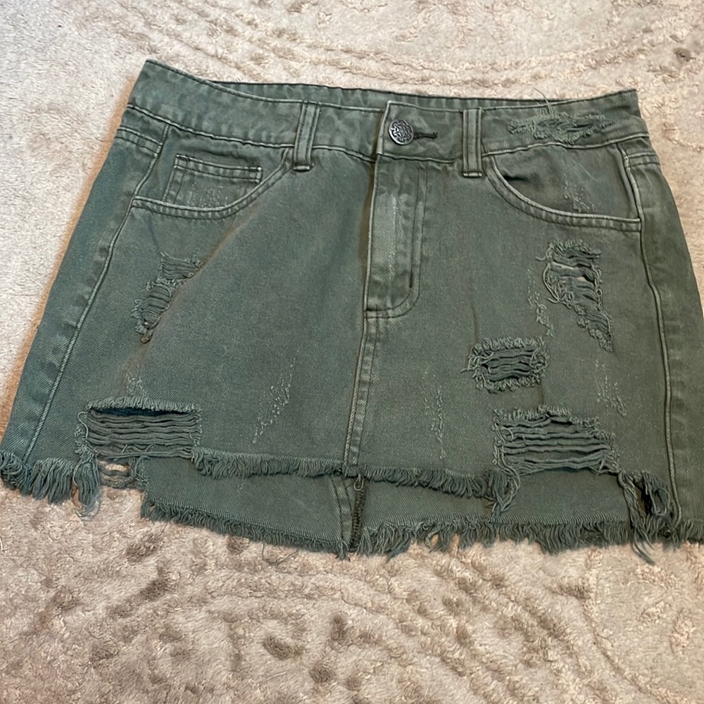 Jean distressed skirt